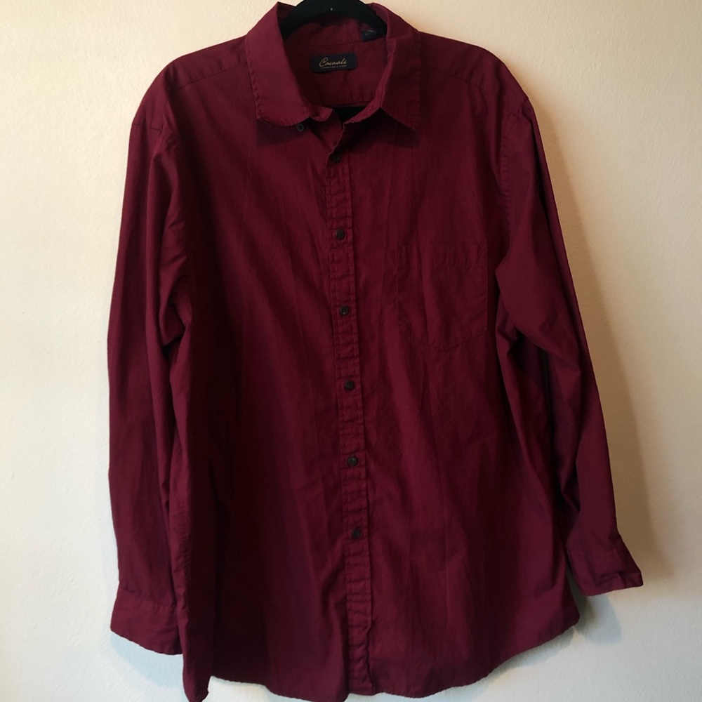 Dark Red long sleeve button up dress/casual shirt